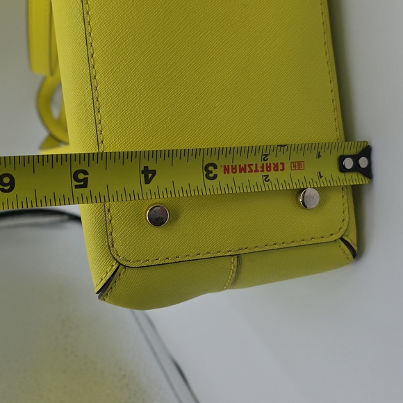 Kate Spade Neon Yellow Leather Cedar Street Maise Satchel w/Crossbody Strap - Picture 5 of 12
